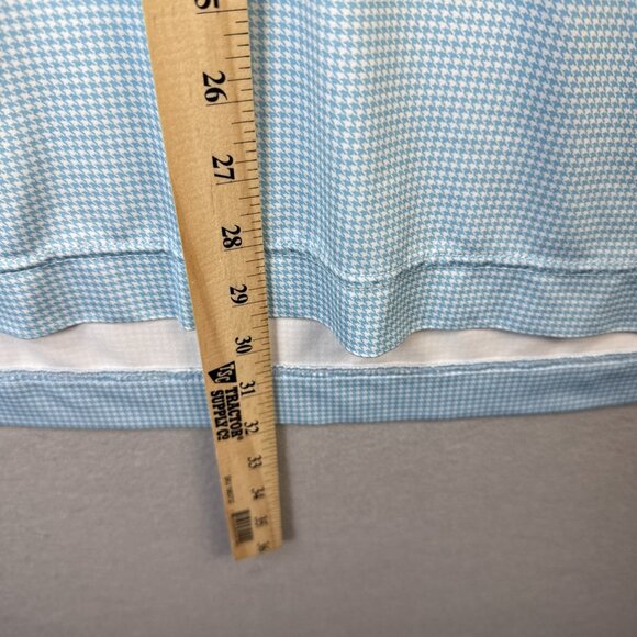 FJ Foot Joy Polo Shirt Mens Medium Blue Houndstooth Performance Golf Shadow Wood - Picture 4 of 12
